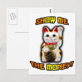 De JAPANSE KAT Maneki Neko van het Geld Briefkaart (Voorkant / Achterkant)