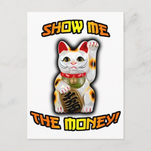 De JAPANSE KAT Maneki Neko van het Geld Briefkaart (Voorkant)