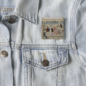 De Japanse knoop van de Kunst van Utamaro Vierkante Button 5,1 Cm (In situ)