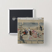 De Japanse knoop van de Kunst van Utamaro Vierkante Button 5,1 Cm (Voorkant /achterkant)