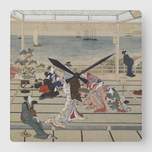 De Japanse muurklok van de Kunst van Utamaro Vierkante Klok (Voorkant)