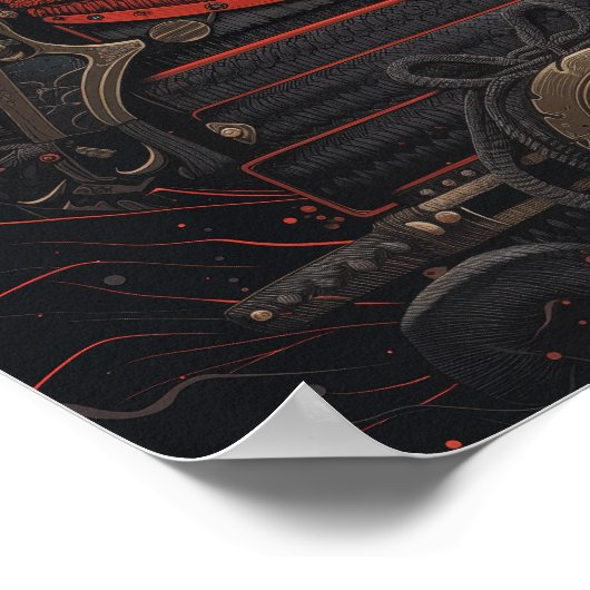 De Japanse Samurai Warrior in het Red Face Armour  Poster (Hoek)