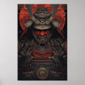 De Japanse Samurai Warrior in het Red Face Armour  Poster (Voorkant)