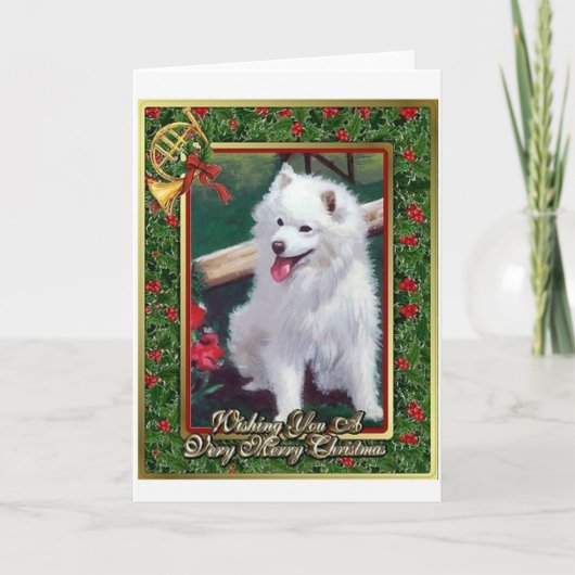 De Japanse Spitz Lege Kerstkaart van de Hond Feestdagen Kaart (Voorkant)