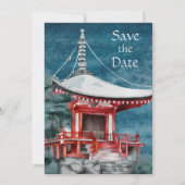 De Japanse tempel nachtelijke bruiloft bewaart de Save The Date (Voorkant)
