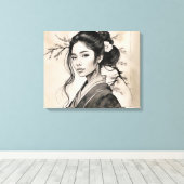 De Japanse vrouw Canvas Afdruk (Insitu (Houten vloer))