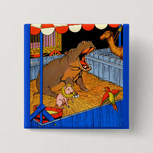 De jaren '30 huilen hippopotamus en vrienden vierkante button 5,1 cm