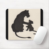 De jaren '30 moeder leeuw en kubsidie silhouette muismat (Met muis)