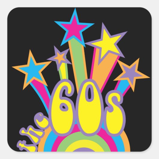 De jaren zestig decennium 60s vierkante sticker (Voorkant)