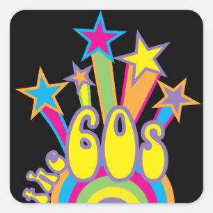 De jaren zestig decennium 60s vierkante sticker