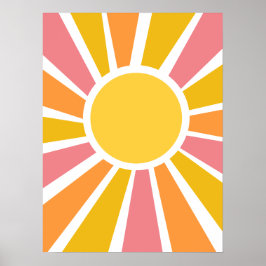 De jaren zeventig hippie modern sunburst poster