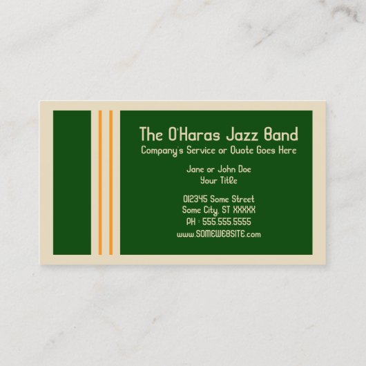 De jazzband O'Haras Visitekaartje (Achterkant)