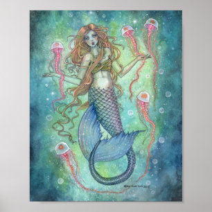 De Jellies Mermaid en Jellyfish Fantasy Art Poster