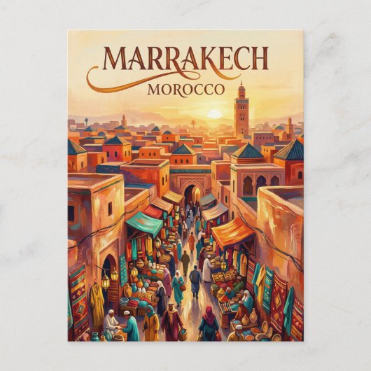 De Jemaa el-Fnaa Marokko Briefkaart (Voorkant)