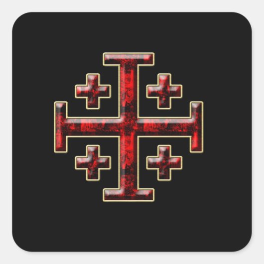 De Jerusalem Cross - Black Back Vierkante Sticker (Voorkant)