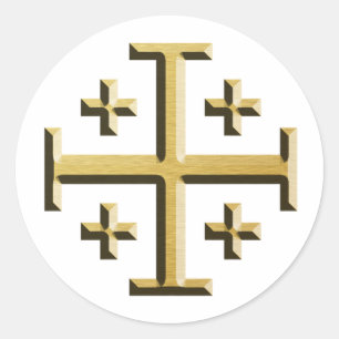 De Jerusalem Cross - Gold Beveled Edition Ronde Sticker