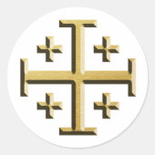 De Jerusalem Cross - Gouden Afgeschuinde Editie Ronde Sticker (Voorkant)