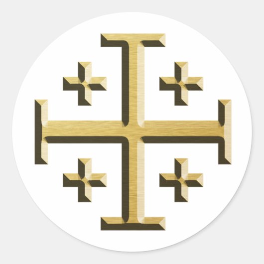De Jerusalem Cross - Gouden Afgeschuinde Editie Ronde Sticker (Voorkant)
