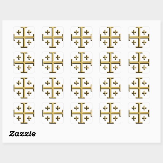 De Jerusalem Cross - Gouden Afgeschuinde Editie Vierkante Sticker (Vel)