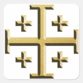 De Jerusalem Cross - Gouden Afgeschuinde Editie Vierkante Sticker (Voorkant)