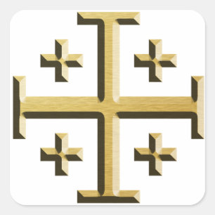 De Jerusalem Cross - Gouden Afgeschuinde Editie Vierkante Sticker