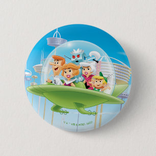 De Jetsons   Familie vliegende auto Ronde Button 5,7 Cm