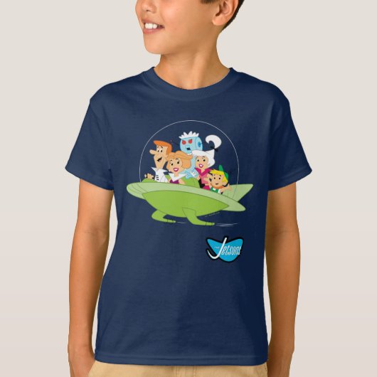 De Jetsons | Familie vliegende auto T-shirt (Voorkant)
