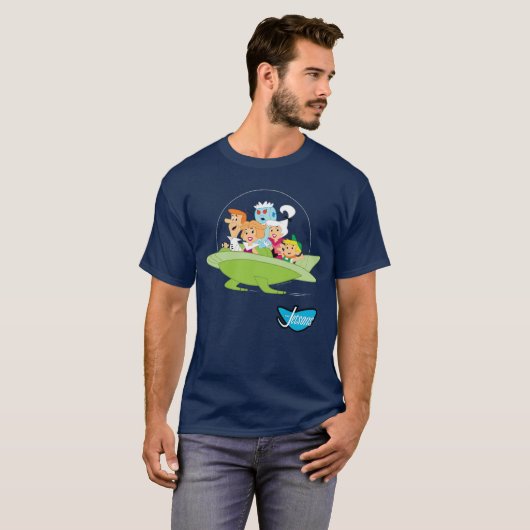 De Jetsons | Familie vliegende auto T-shirt (Voorkant volledig)