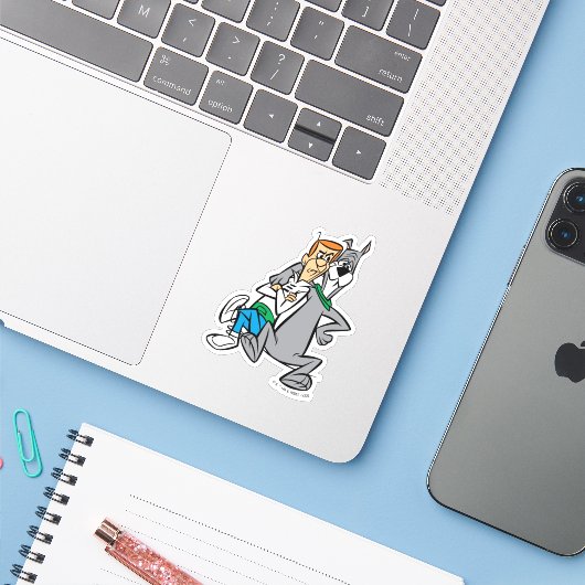 De Jetsons | George & Astro Buddies Sticker (Laptop met iPhone)