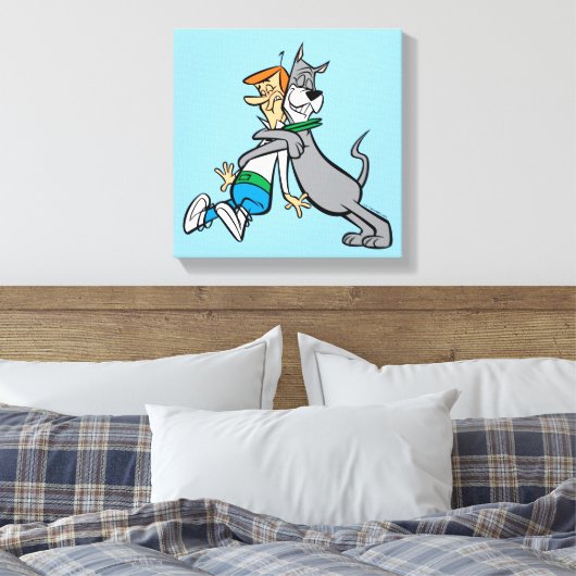 De Jetsons | George & Astro Hug Canvas Afdruk (Insitu (Slaapkamer))