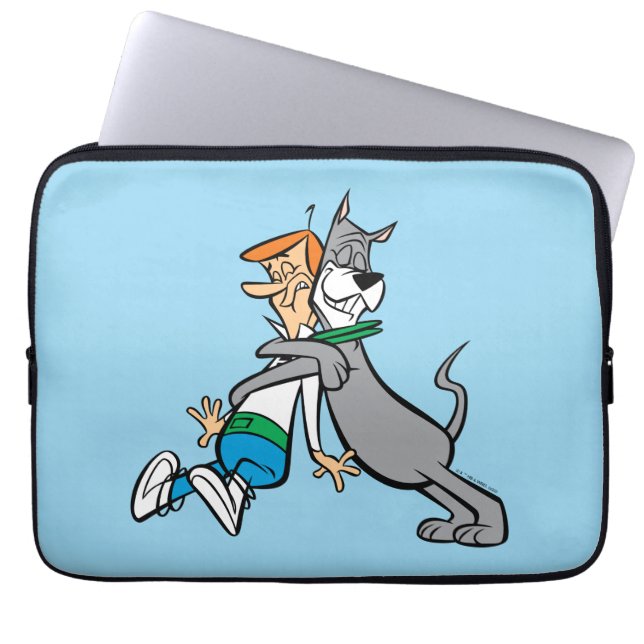 De Jetsons | George & Astro Hug Laptop Sleeve (Voorkant)