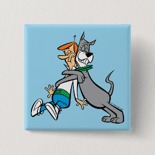 De Jetsons   George & Astro Hug Vierkante Button 5,1 Cm