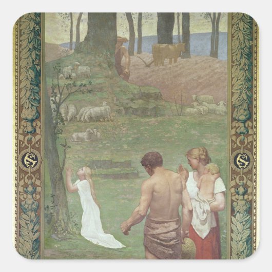 De jeugd van St. Genevieve Vierkante Sticker (Voorkant)