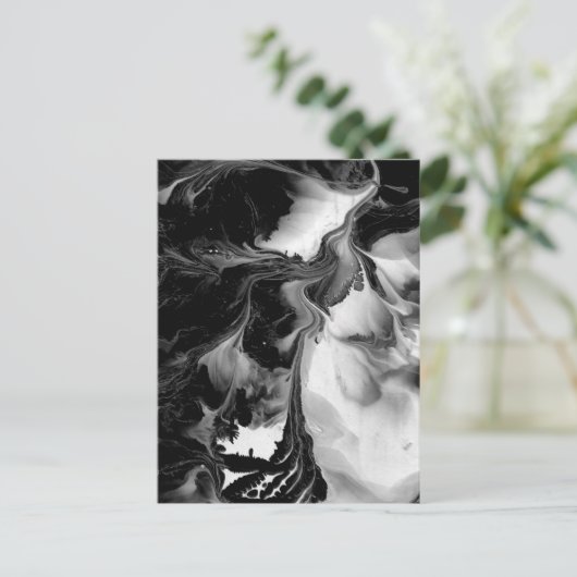 DE JIN EN DE YANG (zwart-wit abstracte kunst) ~. Briefkaart (Staand voorkant)