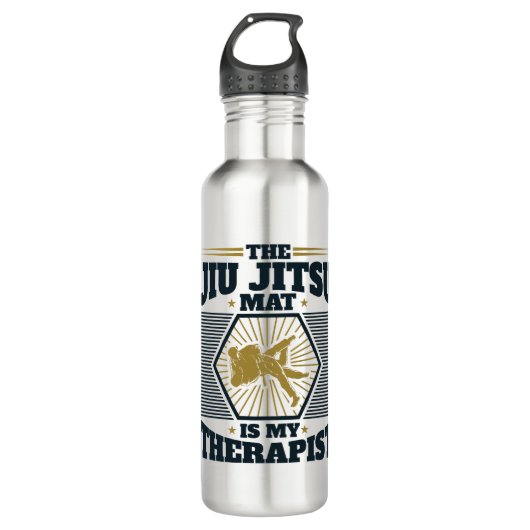 De Jiu Jitsu Mat is mijn therapeut Waterfles (Voorkant)