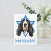 De Jodenster van de Chanoeka - Basset Hound - Feestdagenkaart (Staand voorkant)