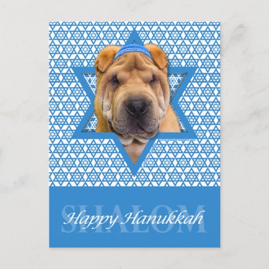 De Jodenster van de Chanoeka - Chinese Shar Pei Feestdagenkaart (Voorkant)