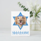 De Jodenster van de Chanoeka - Golden retriever - Feestdagenkaart (Staand voorkant)