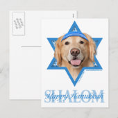 De Jodenster van de Chanoeka - Golden retriever - Feestdagenkaart (Voorkant / Achterkant)