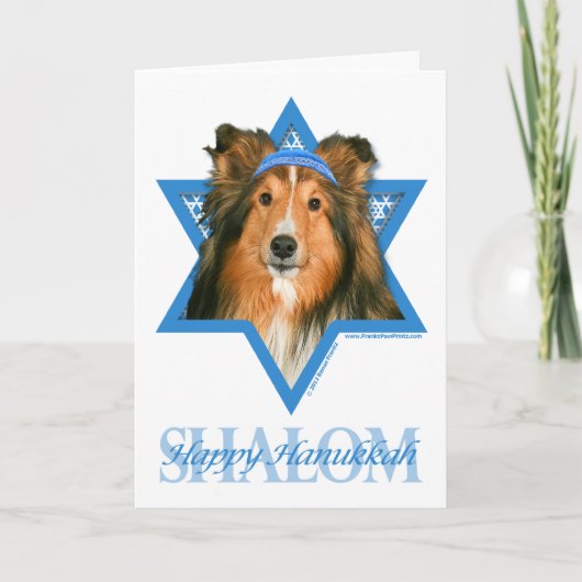 De Jodenster van de Chanoeka - Sheltie Feestdagen Kaart (Voorkant)