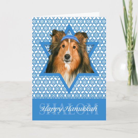 De Jodenster van de Chanoeka - Sheltie Feestdagen Kaart (Voorkant)