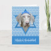 De Jodenster van de Chanoeka - Weimaraner Feestdagen Kaart (Voorkant)