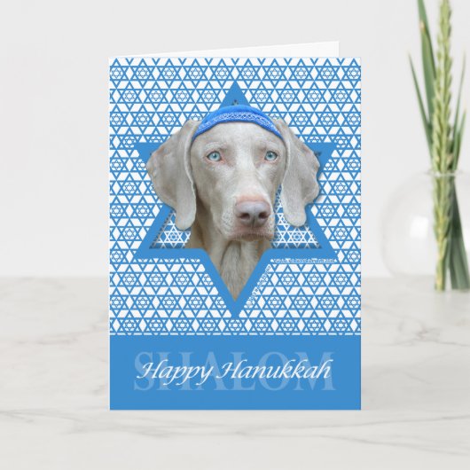 De Jodenster van de Chanoeka - Weimaraner Feestdagen Kaart (Voorkant)
