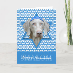 De Jodenster van de Chanoeka - Weimaraner Feestdagen Kaart