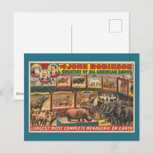 De John Robinson grootste, meest complete menageri Briefkaart (Voorkant / Achterkant)