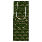 De Johnson familie Kerstmis Groen Faux Gold Wijn Cadeautas (Voorkant)