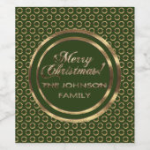 De Johnson familie Kerstmis Groen Faux Gold Wijn Etiket (Enkel label)