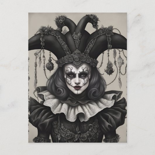 De Joker Clown in zwart-wit Briefkaart (Voorkant)