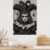 De Joker Clown in zwart-wit Poster (Keuken)