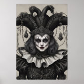 De Joker Clown in zwart-wit Poster (Voorkant)